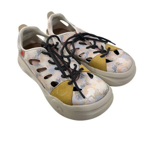 Uin Womens Artistic Sneakers Size 8 Cut-Out Design Comfort Fit Beige Multi-Color - Picture 11 of 16
